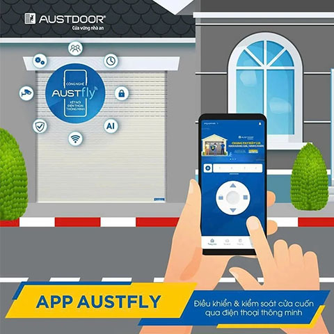 Công nghệ Austfly điều khiển cửa cuốn qua điện thoại