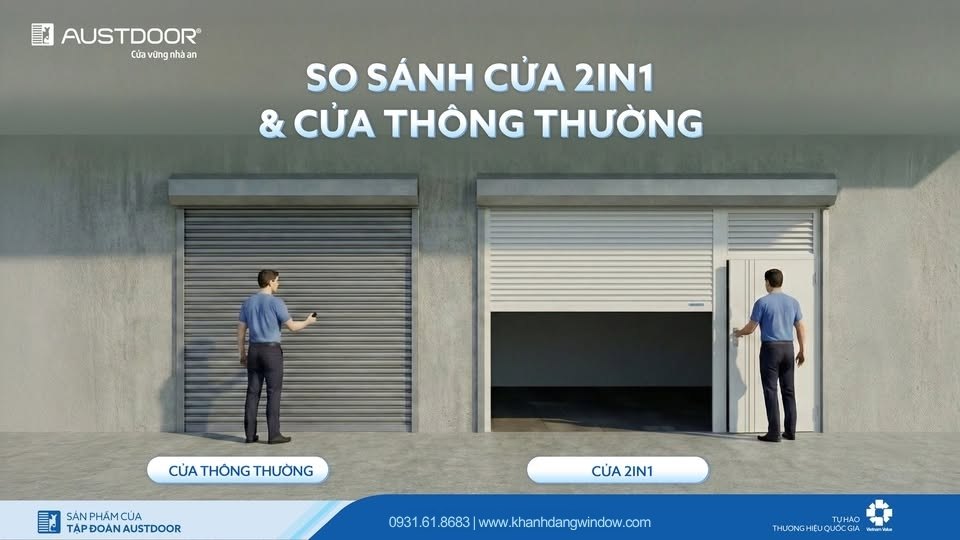 So sánh cửa cuốn Austdoor 2 trong 1 với cửa cuốn thông thường